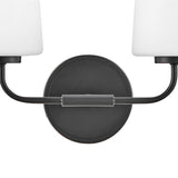 Wyatt 2 Light Vanity, Black with Milk Glass