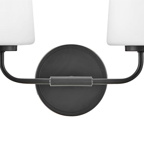 Wyatt 2 Light Vanity, Black with Milk Glass