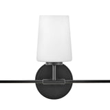Wyatt 3 Light Vanity, Black with Milk Glass