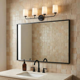 Wyatt 4 Light Vanity, Black with Milk Glass