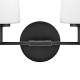 Wyatt 4 Light Vanity, Black with Milk Glass