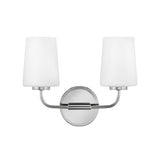 Wyatt 2 Light Vanity, Chrome with Milk Glass