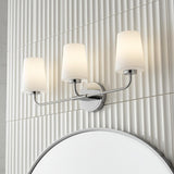 Wyatt 3 Light Vanity, Chrome with Milk Glass