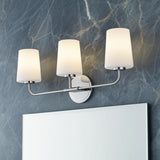 Wyatt 3 Light Vanity, Chrome with Milk Glass