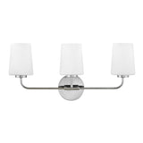Wyatt 3 Light Vanity, Chrome with Milk Glass