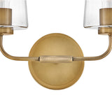 Wyatt 2 Light Vanity, Legacy Brass with Clear Glass