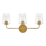 Wyatt 3 Light Vanity, Legacy Brass with Clear Glass