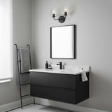 Wyatt 2 Light Vanity, Black with Clear Glass