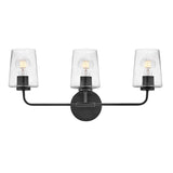 Wyatt 3 Light Vanity, Black with Clear Glass