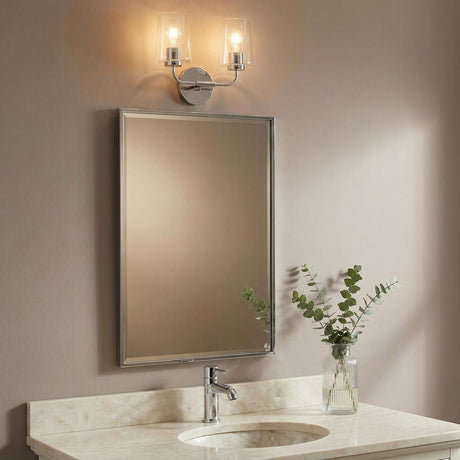 Wyatt 2 Light Vanity, Chrome with Clear Glass