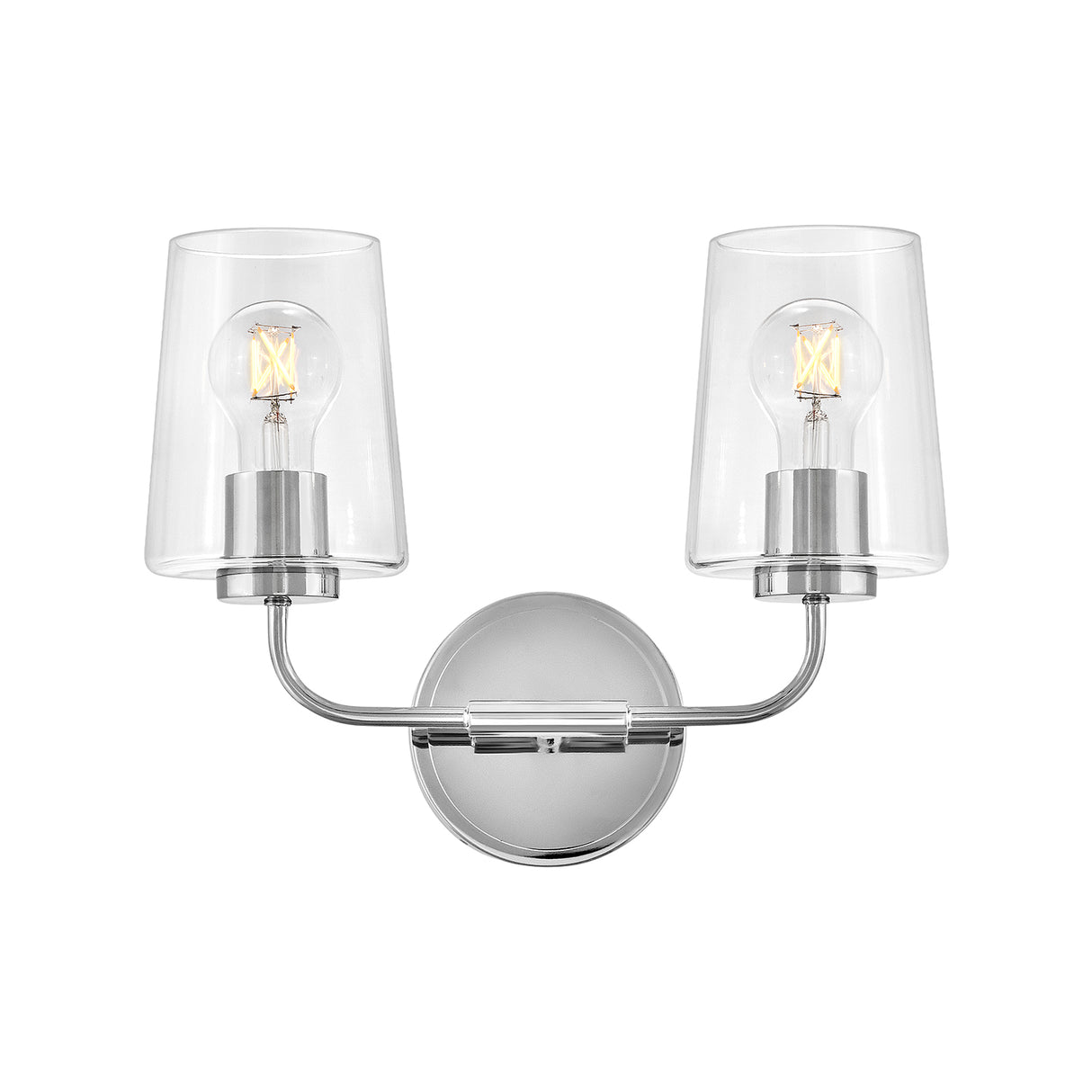 Wyatt 2 Light Vanity, Chrome with Clear Glass