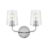 Wyatt 2 Light Vanity, Chrome with Clear Glass