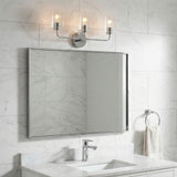 Wyatt 3 Light Vanity, Chrome with Clear Glass for Modern home with White Marble