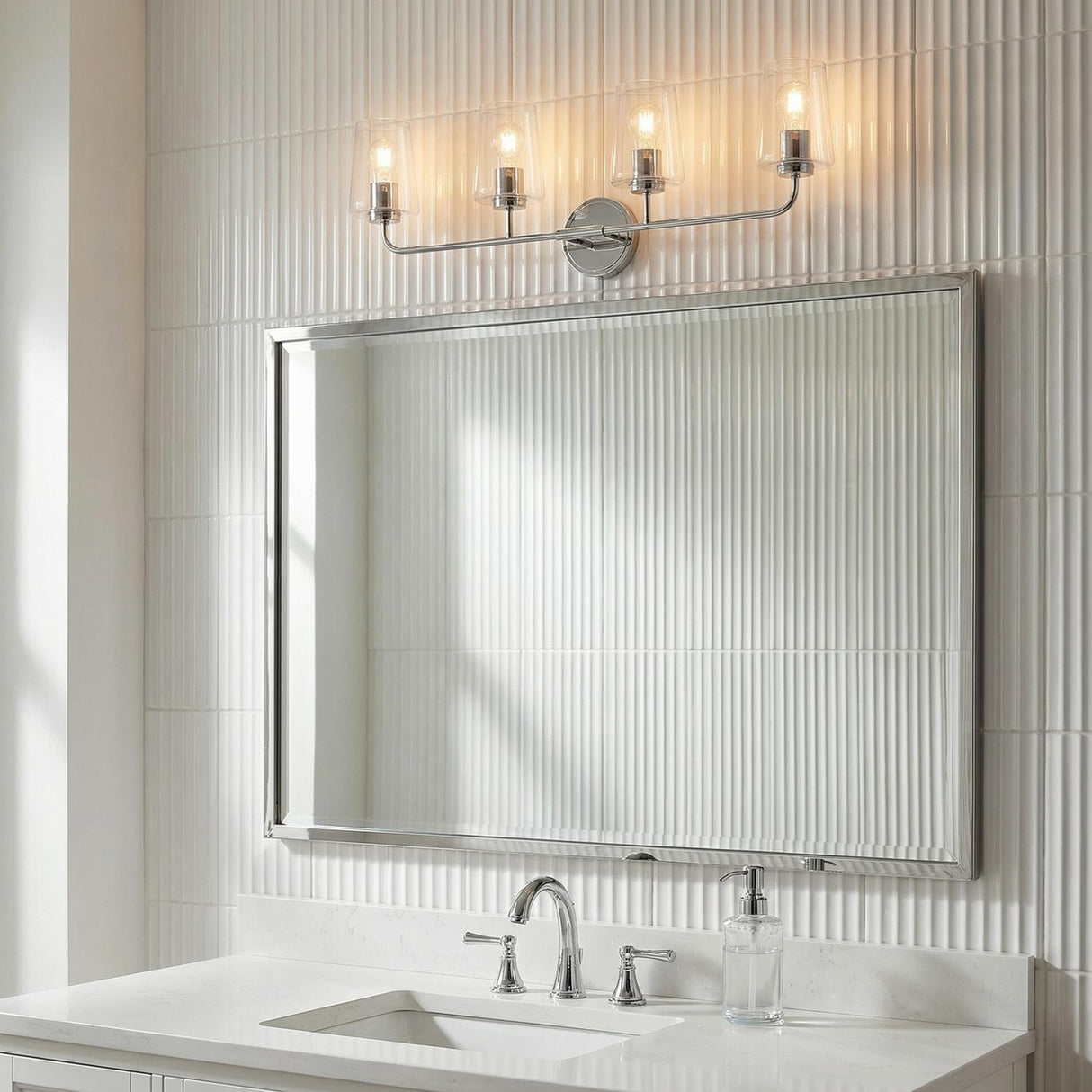 Wyatt 4 Light Vanity, Chrome with Clear Glass