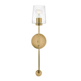 Wyatt Wall Sconce 23", Satin Brass with Clear Glass