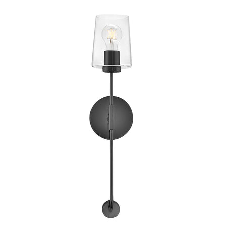 Wyatt Wall Sconce 23", Black with Clear Glass