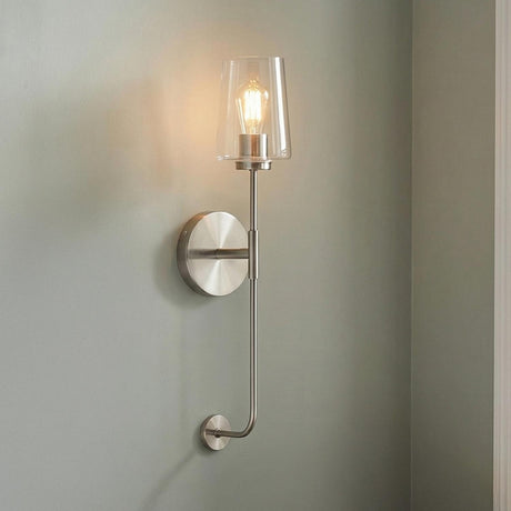 Wyatt Wall Sconce 23", Brushed Nickel with Clear Glass