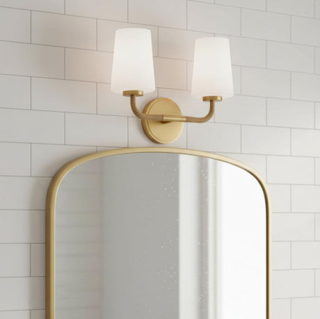 Wyatt 2 Light Vanity, Satin Brass with Natural Rope