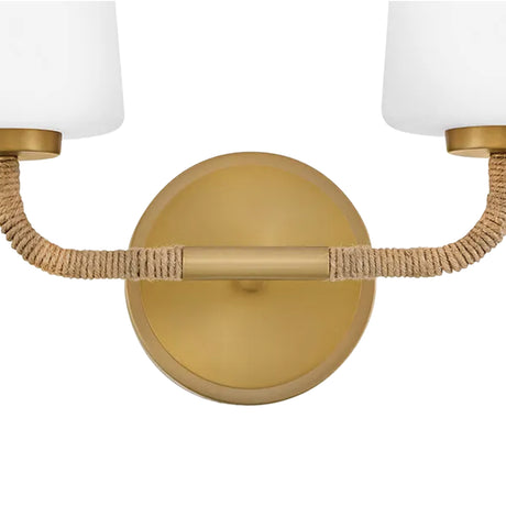 Wyatt 2 Light Vanity, Satin Brass with Natural Rope