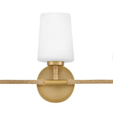 Wyatt 3 Light Vanity, Satin Brass with Natural Rope