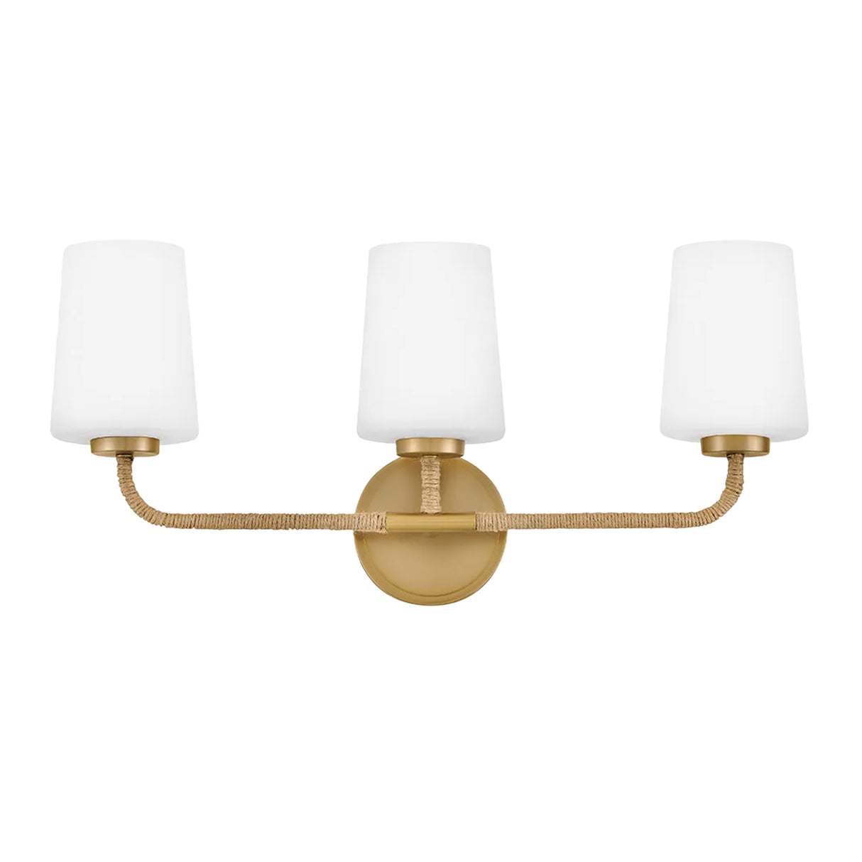 Wyatt 3 Light Vanity, Satin Brass with Natural Rope