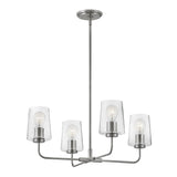 Wyatt 4 Light Chandelier 25", Brushed Nickel with Clear Glass