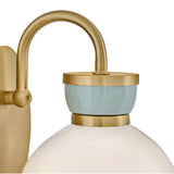 Piper Wall Sconce 9", Satin Brass and Aquaverde