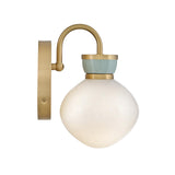 Piper Wall Sconce 9", Satin Brass and Aquaverde