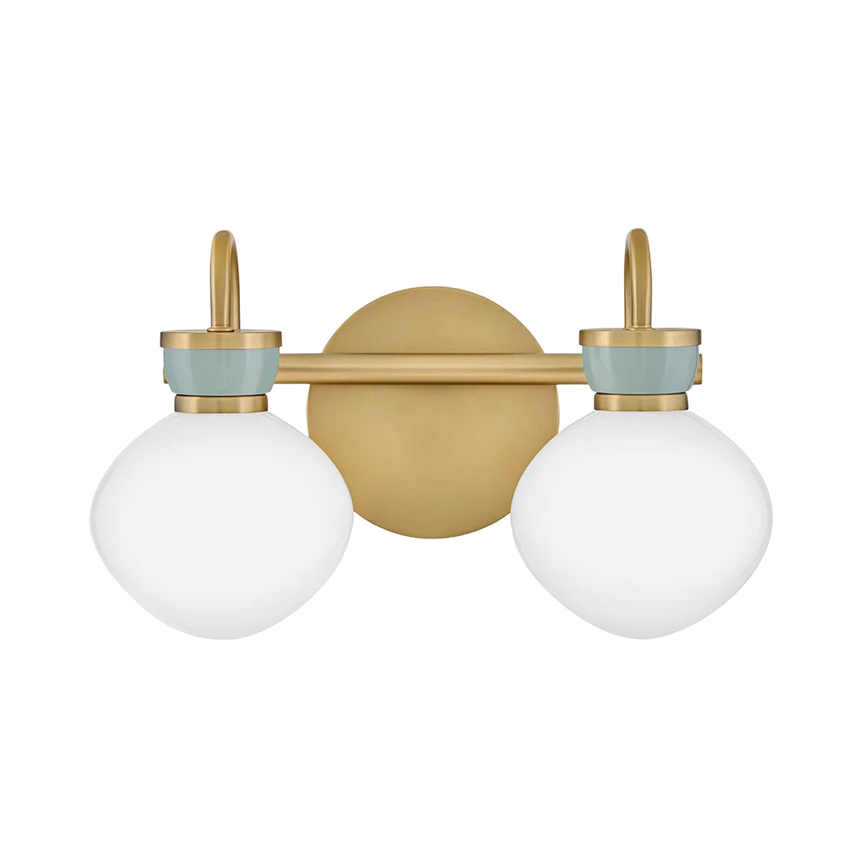 Piper 2 Light Vanity, Satin Brass and Aquaverde