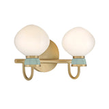 Piper 2 Light Vanity, Satin Brass and Aquaverde