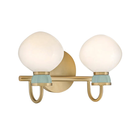 Piper 2 Light Vanity, Satin Brass and Aquaverde
