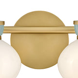 Piper 2 Light Vanity, Satin Brass and Aquaverde