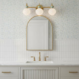 Piper 3 Light Vanity, Satin Brass and Aquaverde