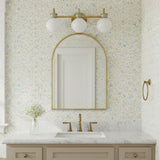 Piper 3 Light Vanity, Satin Brass and Aquaverde