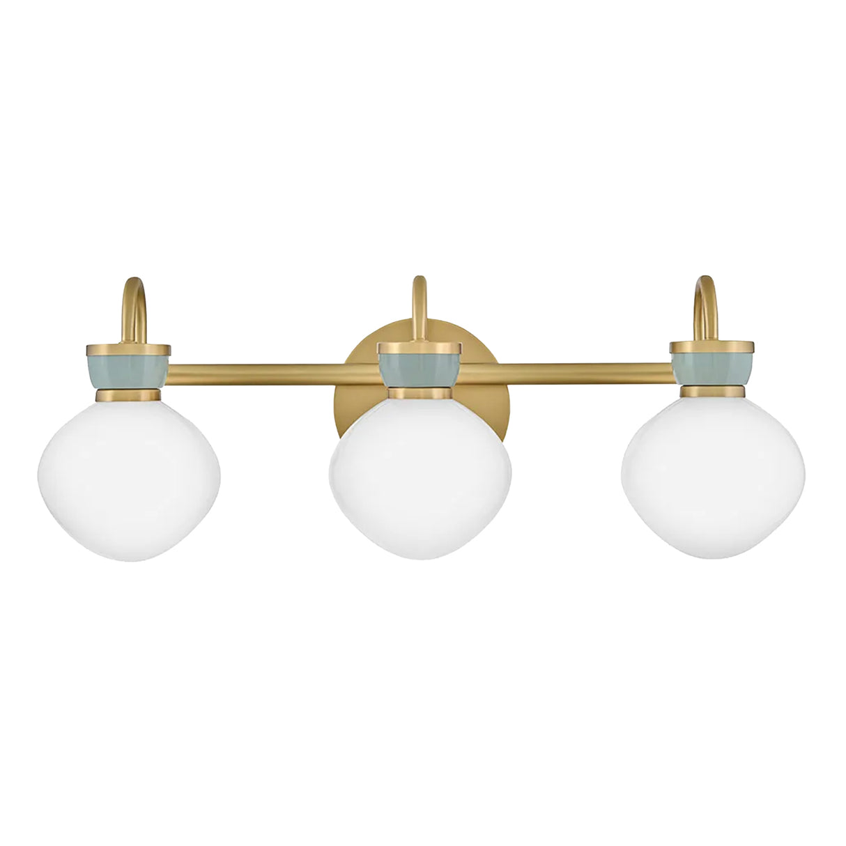 Piper 3 Light Vanity, Satin Brass and Aquaverde