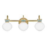 Piper 3 Light Vanity, Satin Brass and Aquaverde