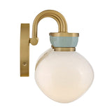 Piper 3 Light Vanity, Satin Brass and Aquaverde