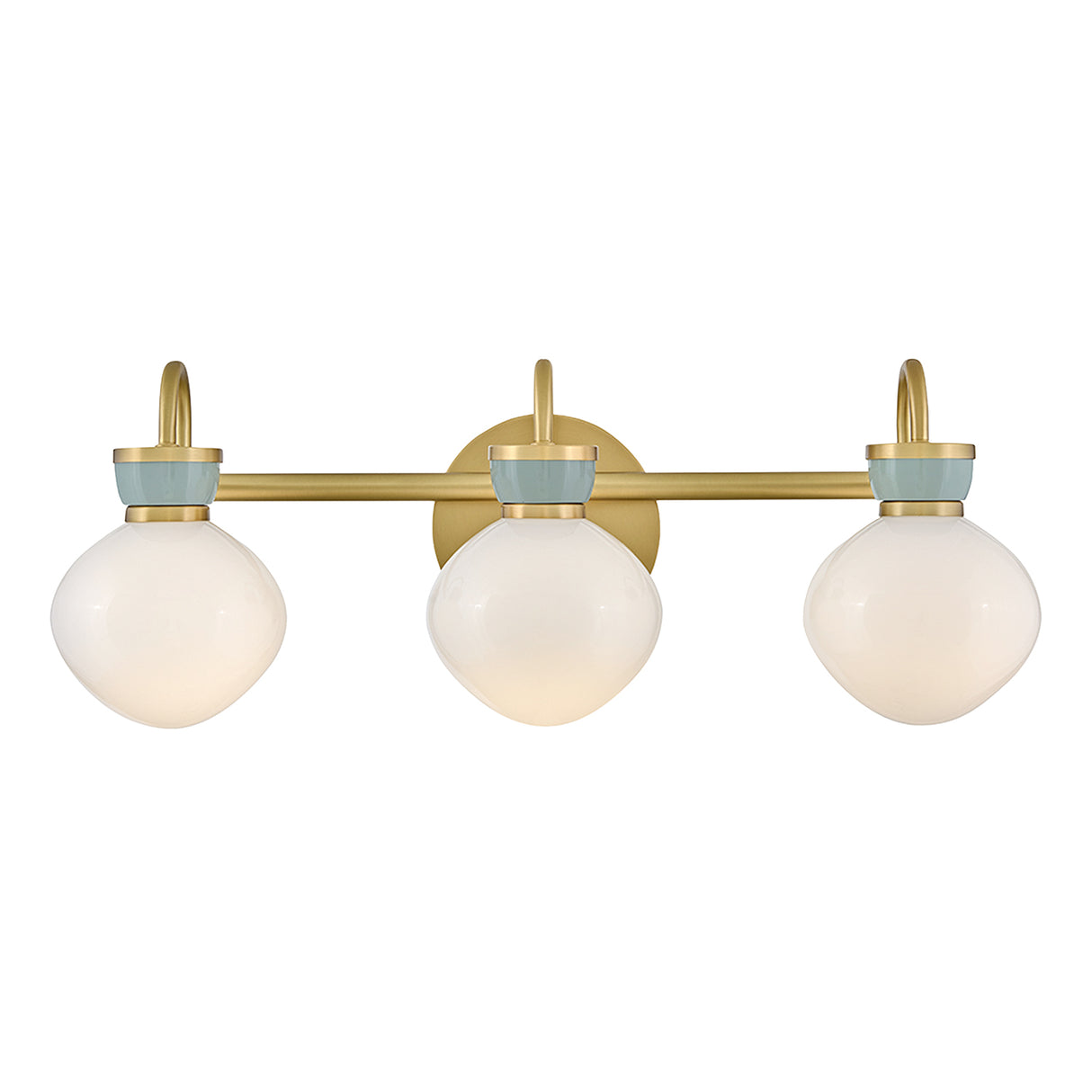 Piper 3 Light Vanity, Satin Brass and Aquaverde