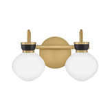 Piper 2 Light Vanity, Satin Brass and Black