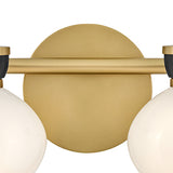 Piper 2 Light Vanity, Satin Brass and Black