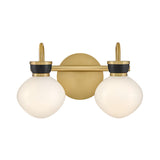 Piper 2 Light Vanity, Satin Brass and Black