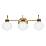 Piper 3 Light Vanity, Satin Brass and Black