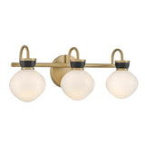 Piper 3 Light Vanity, Satin Brass and Black