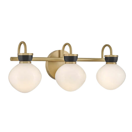 Piper 3 Light Vanity, Satin Brass and Black
