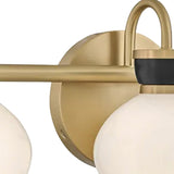 Piper 3 Light Vanity, Satin Brass and Black