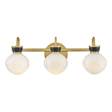 Piper 3 Light Vanity, Satin Brass and Black