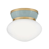 Piper Flush Mount 12", Satin Brass and Aquaverde
