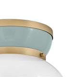 Piper Flush Mount 12", Satin Brass and Aquaverde