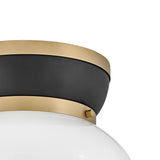Piper Flush Mount 12", Satin Brass and Black