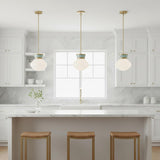 Piper Small Pendant 10", Satin Brass and Aquaverde